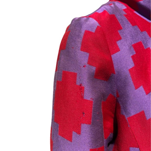 Vtg 50s/60s Silk Geometric Print Funnel Neck Topper Jacket Coat Dress Lou-Ette - Picture 11 of 15